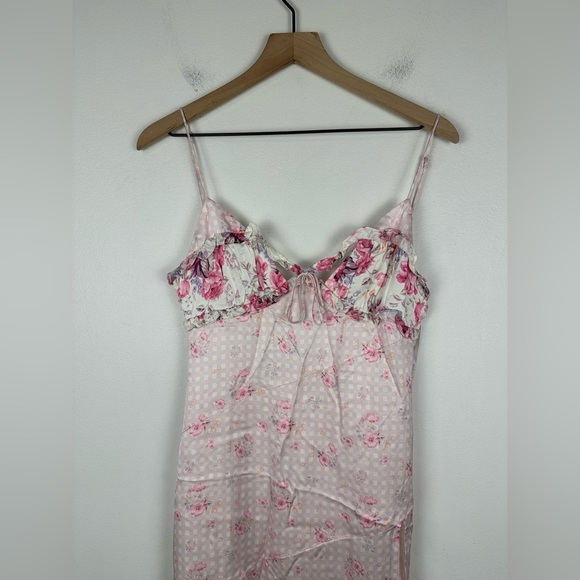 For Love and Lemons Taylor Floral Satin Coquette Girly Midi Dress Sz S - Picture 6 of 10